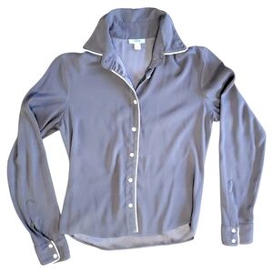 Olatz Original Silk Shirt Grey Off-white Piping Shirt Medium M Lightweight